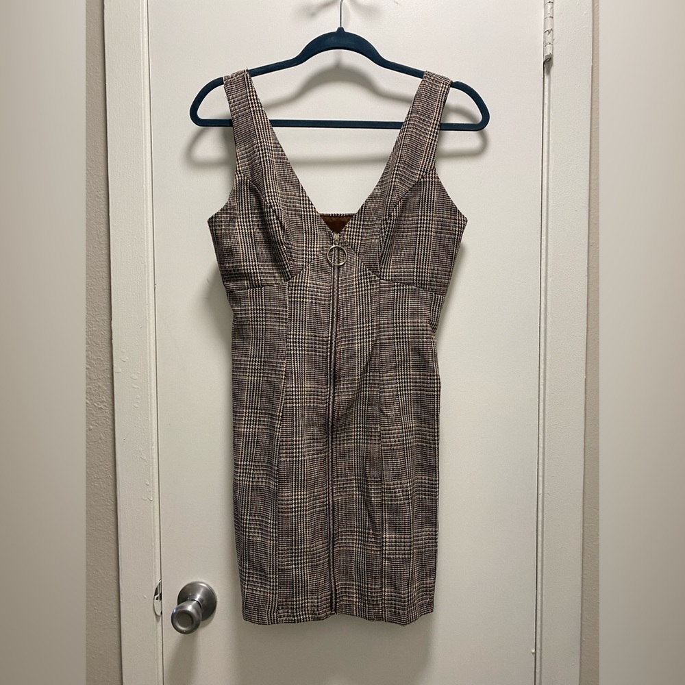 Plaid overall dress